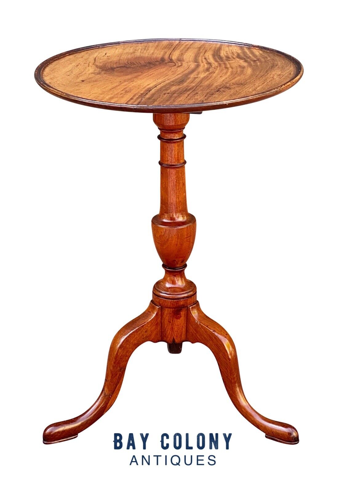 18th C Antique Queen Anne Mahogany Dish Top Kettle Stand - Tilt Top Tea Table