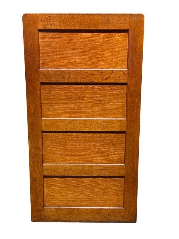 20TH C ANTIQUE ARTS & CRAFTS LIBRARY BUREAU 4 DRAWER TIGER OAK FILE CABINET