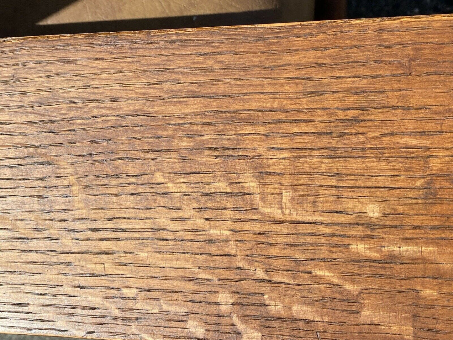 20TH C ANTIQUE ARTS & CRAFTS / MISSION OAK BENCH ~ 6.5 FEET WIDE