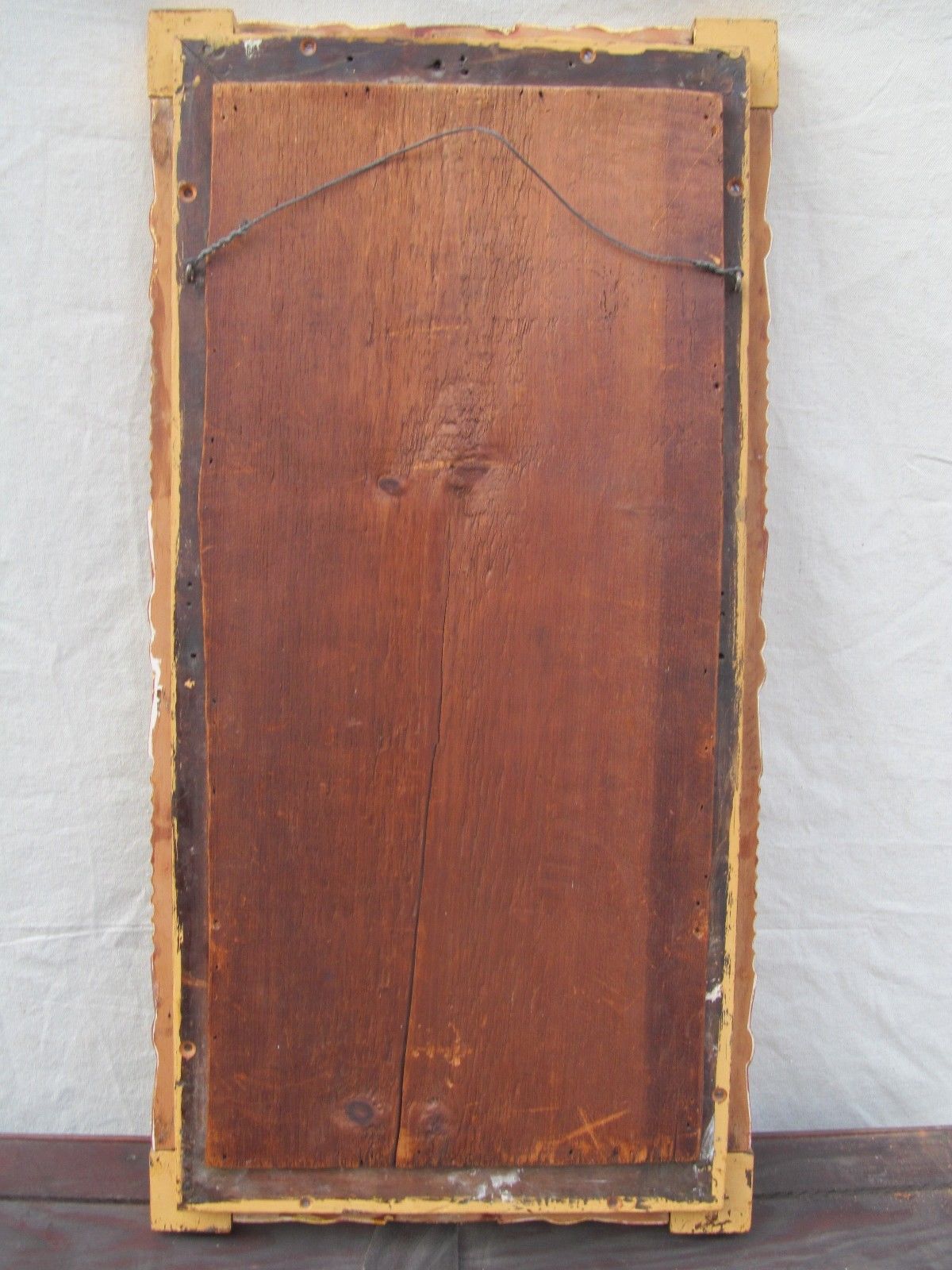 SHERATON REVERSE GLASS PAINTED MIRROR DEPICTING "GIRL PLAYING TAMBOURINE"-LOOK
