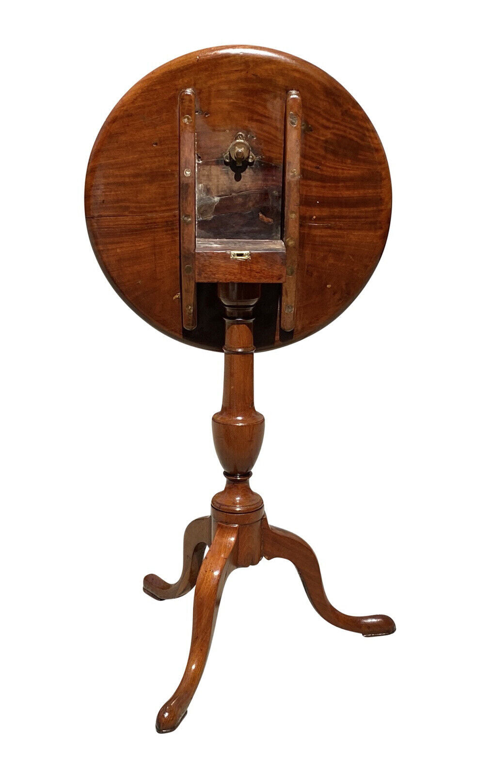 18th C Antique Queen Anne Mahogany Dish Top Kettle Stand - Tilt Top Tea Table