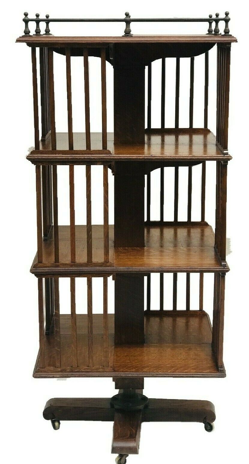 19th Century Antique Arts & Crafts / Mission Oak Danner Revolving Book ...