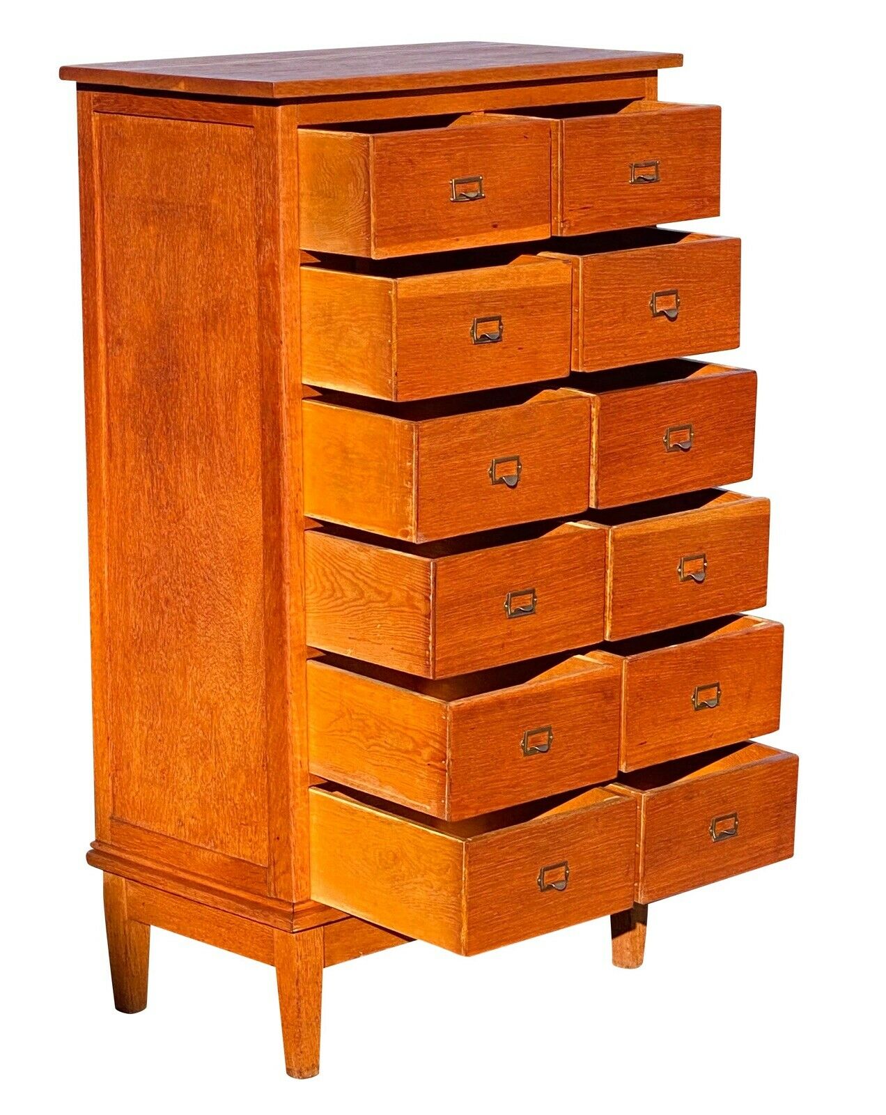 20TH C ANTIQUE ARTS & CRAFTS / MISSION OAK 12 DRAWER OFFICE FILE CABINET