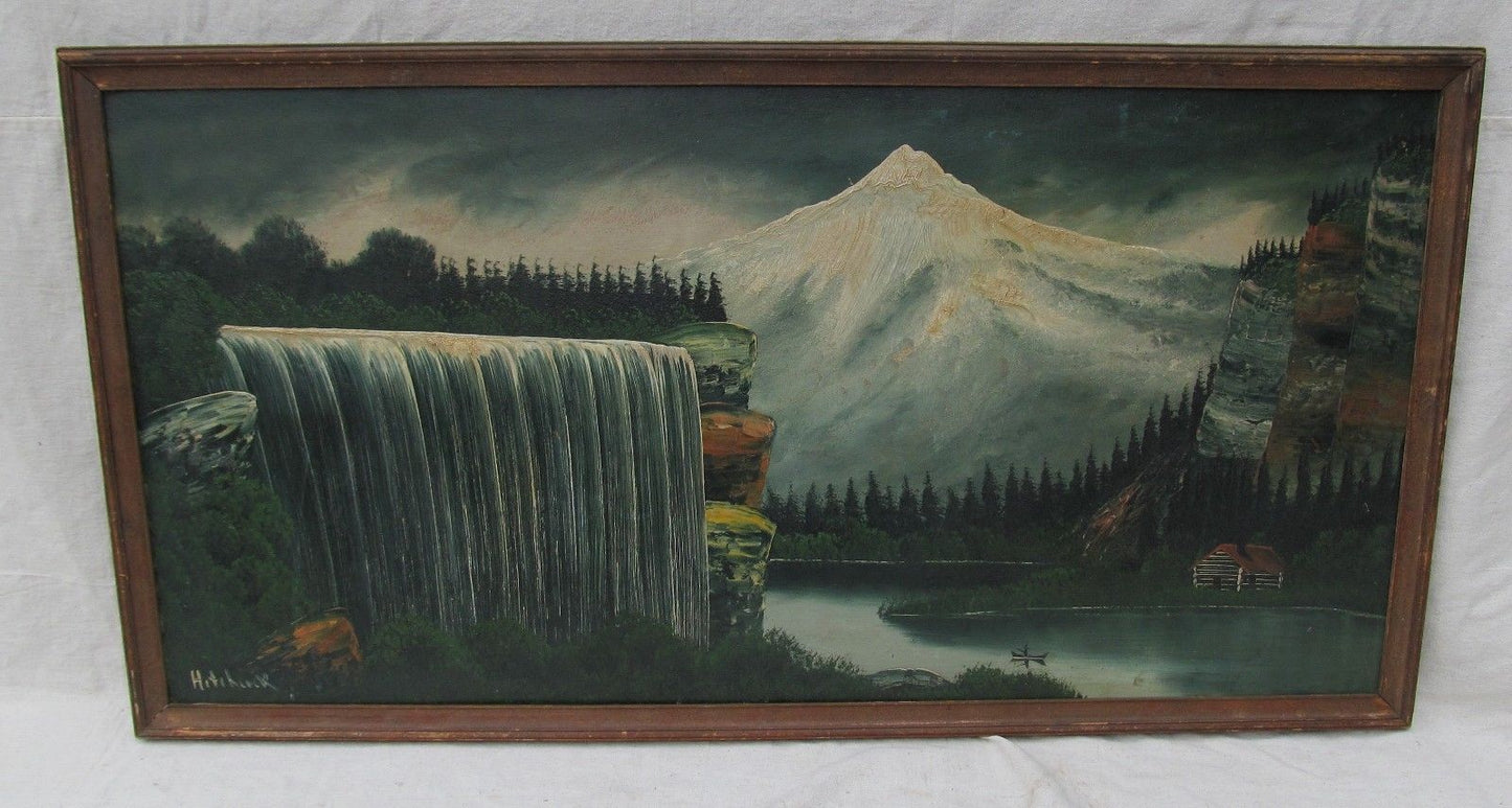 NICELY EXECUTED MID 19TH CT OIL ON BOARD PAINTED CANADIAN LANDSCAPE BY HITCHCOCK