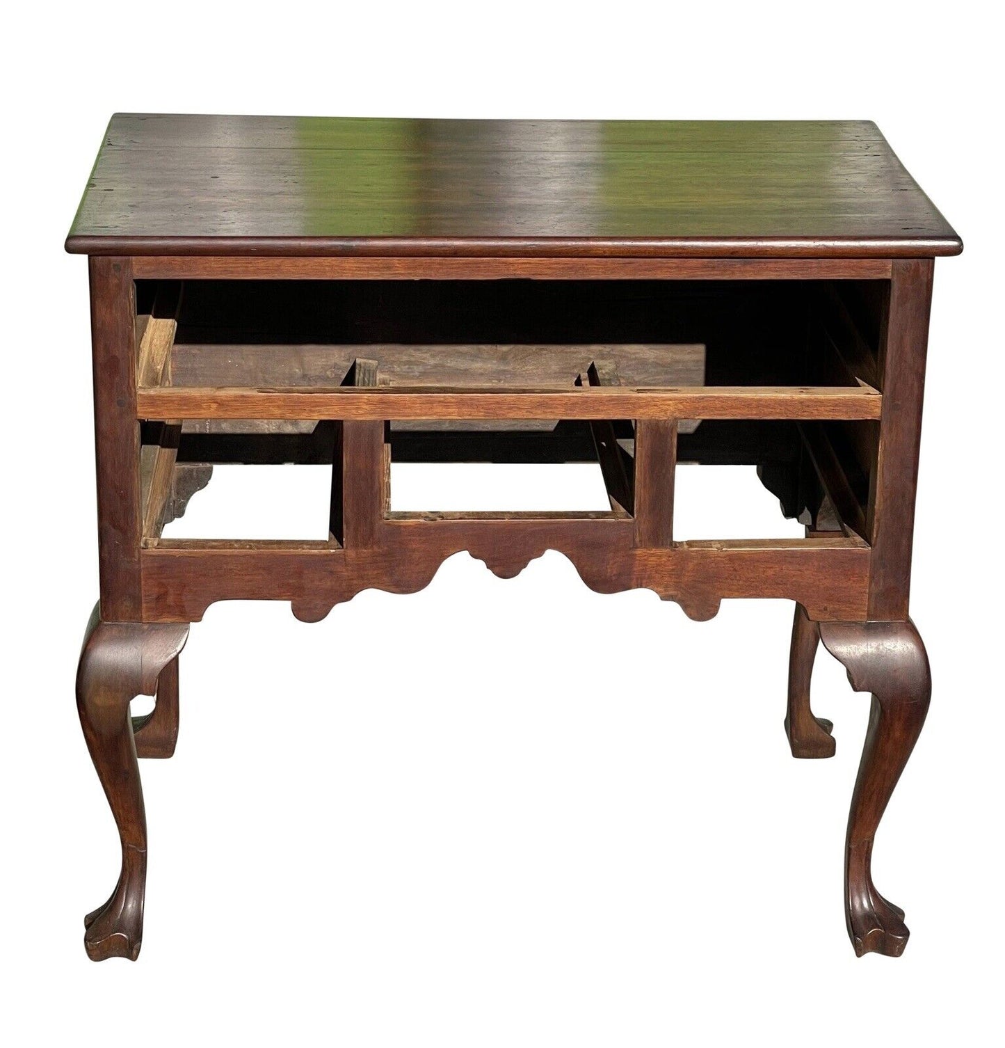 Antique Queen Anne Pennsylvania Walnut Dressing Table / Lowboy With Trifid Feet