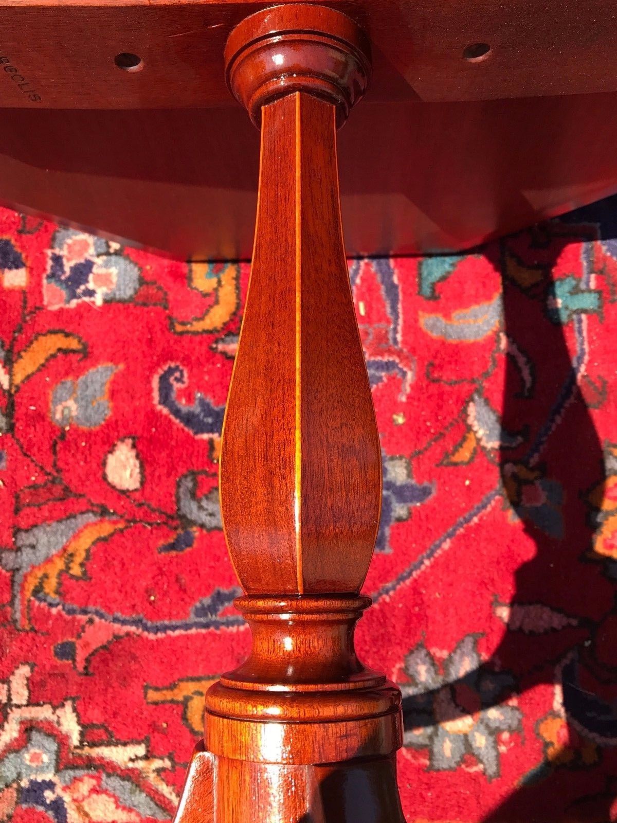 FEDERAL STYLE INLAID MAHOGANY TWO TIER SPADE LEG TABLE BY NATHAN MARGOLIS
