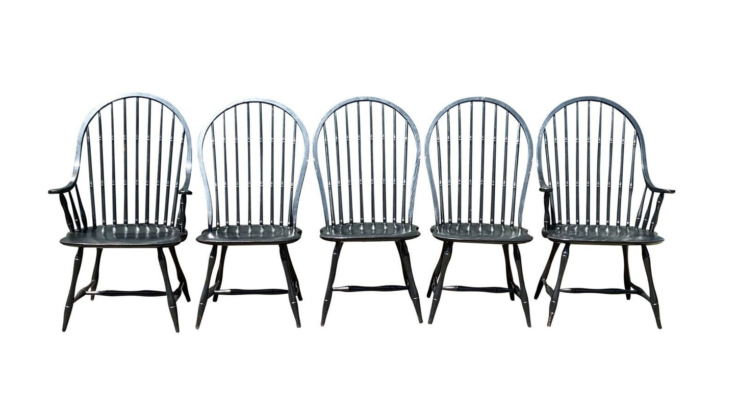 20th C Antique Style Bent Brothers Set of 5 Hoop Back Windsor Dining Chairs