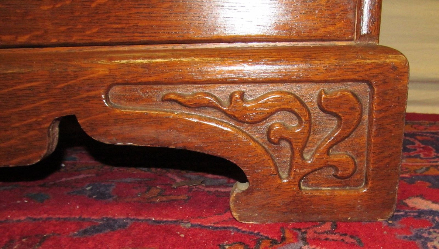 VICTORIAN 19TH CENTURY OAK SIDE BY SIDE DESK WITH BRASS HARDWARE