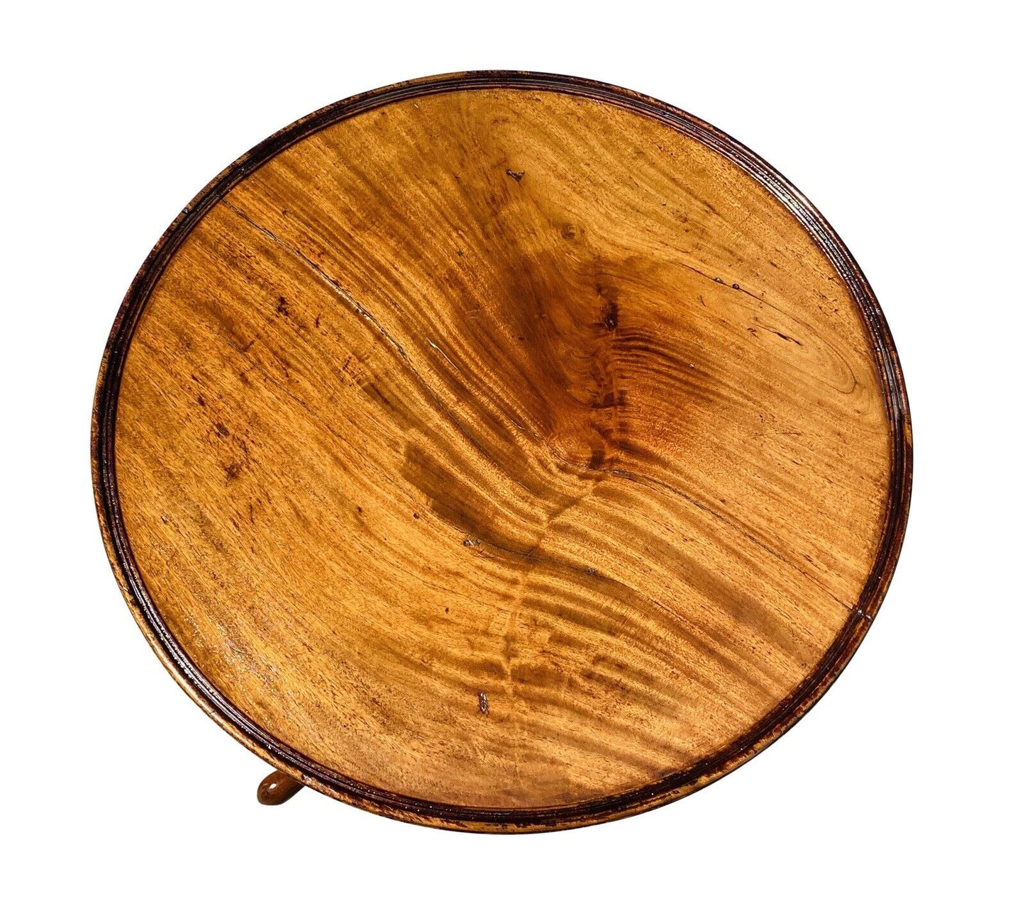 18th C Antique Queen Anne Mahogany Dish Top Kettle Stand - Tilt Top Tea Table