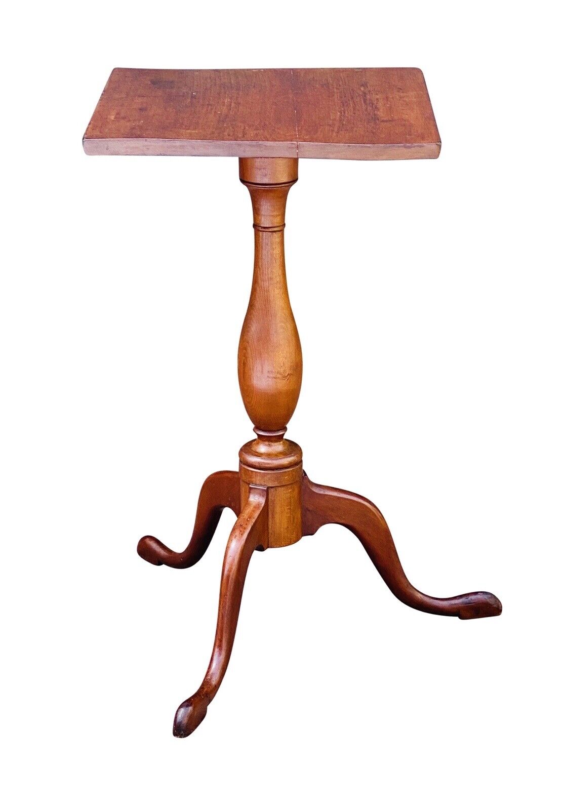 19th C Antique Queen Anne Connecticut Cherry Candle Stand / End Table