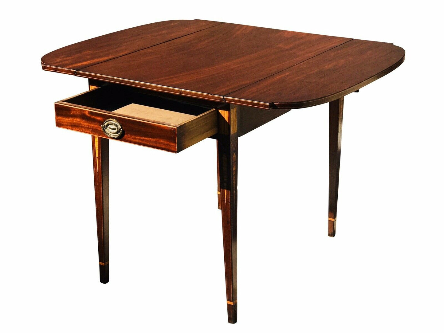 19TH C ANTIQUE PELATIAH BLISS MAHOGANY HEPPLEWHITE DROP LEAF PEMBROKE TABLE