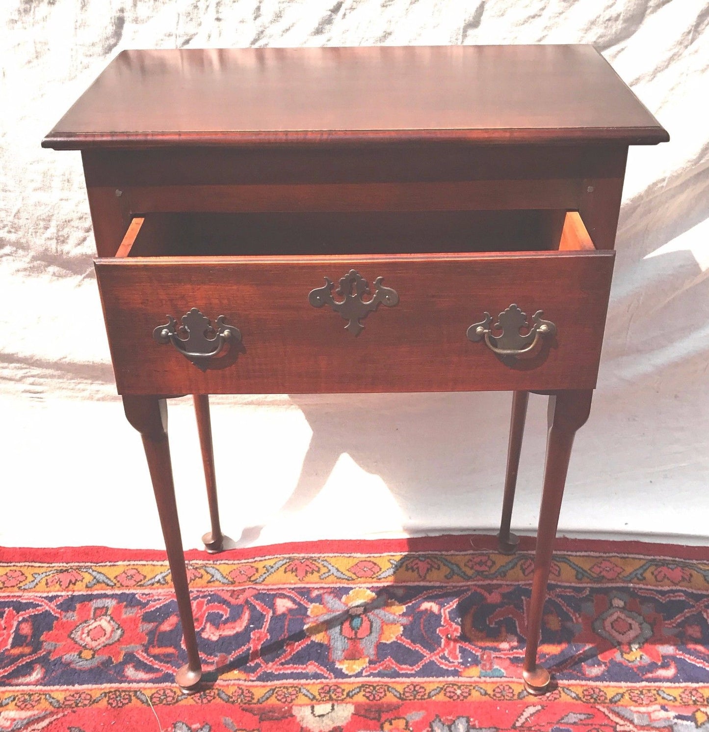 HIGHLY FIGURED CHERRY QUEEN ANNE SERVING TABLE -PEG JOINED & TOP QUALITY ITEM!