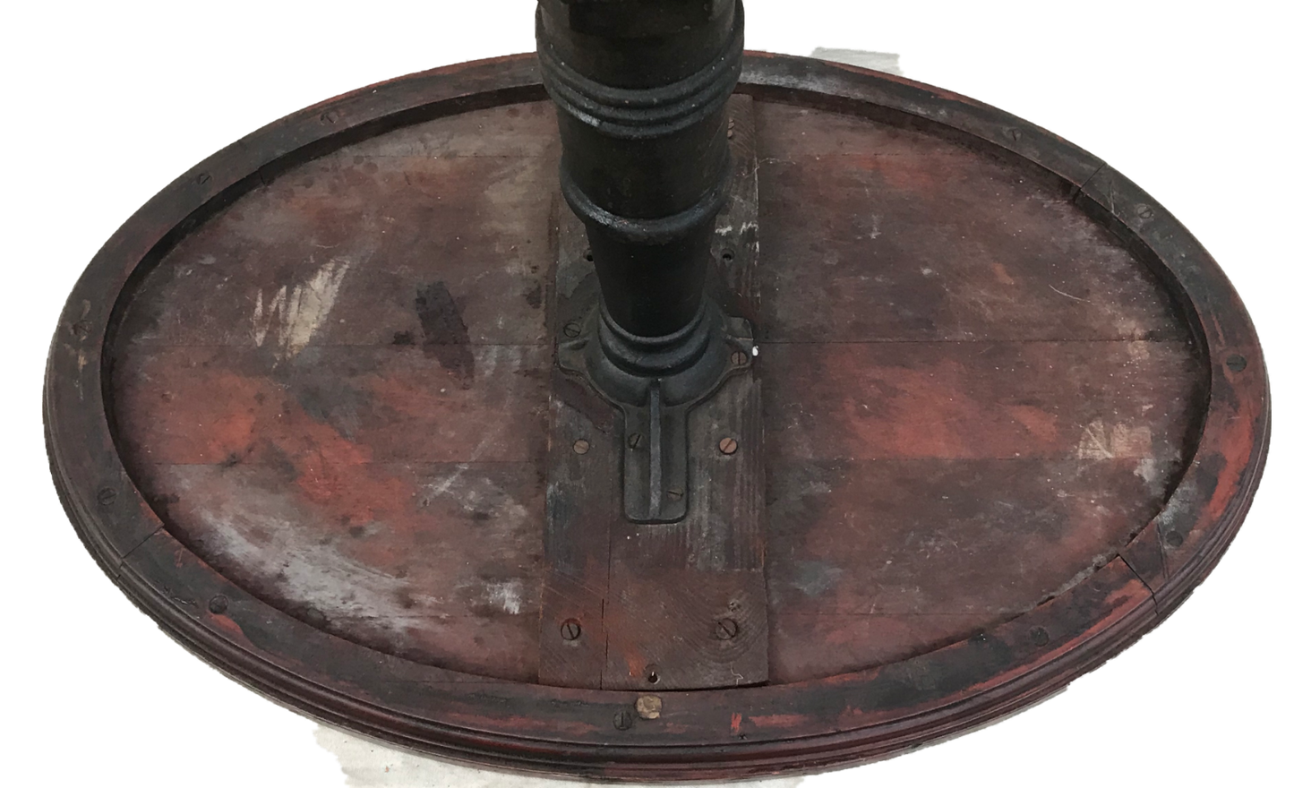 19TH C CAST IRON & WALNUT ANTIQUE VICTORIAN CAFE TABLE ~ END TABLE ~ SIDE TABLE