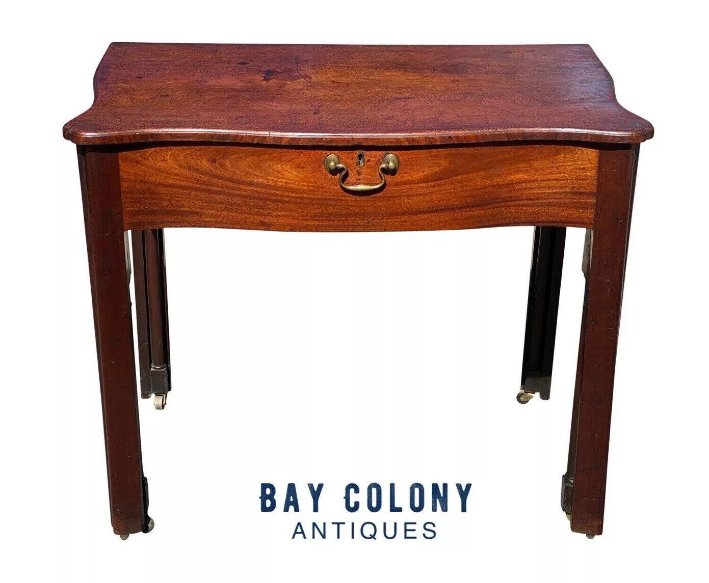 18th C Antique Irish Chippendale Mahogany Writing Desk / Dressing Table - Lowboy