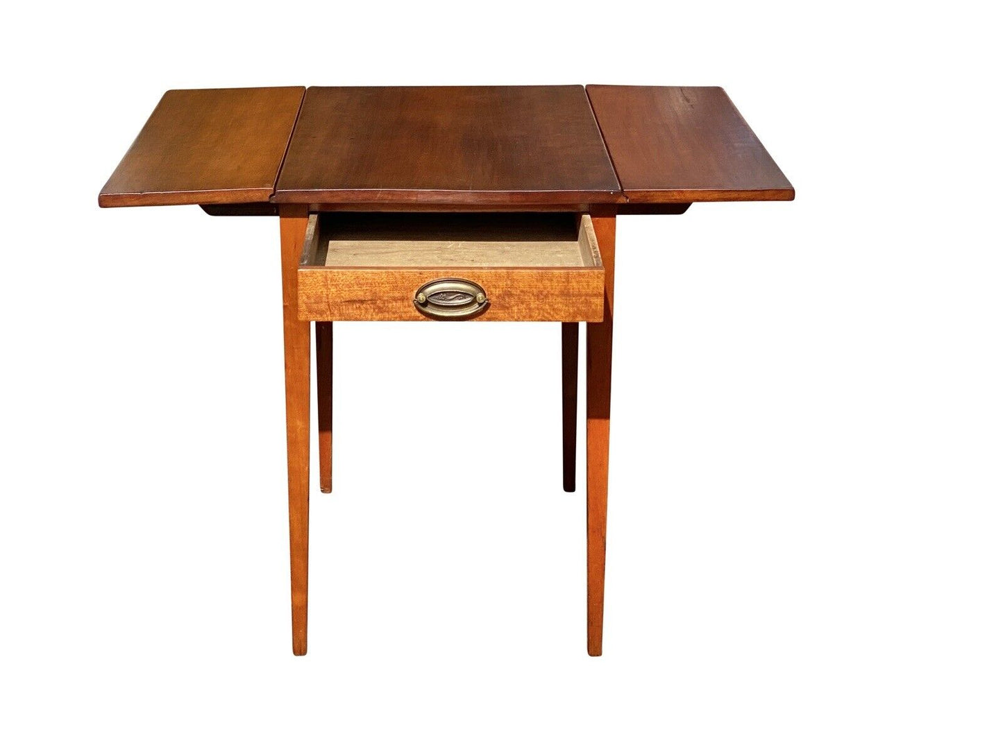 19th C Antique Federal Period Cherry Drop Leaf Pembroke Table With Drawer