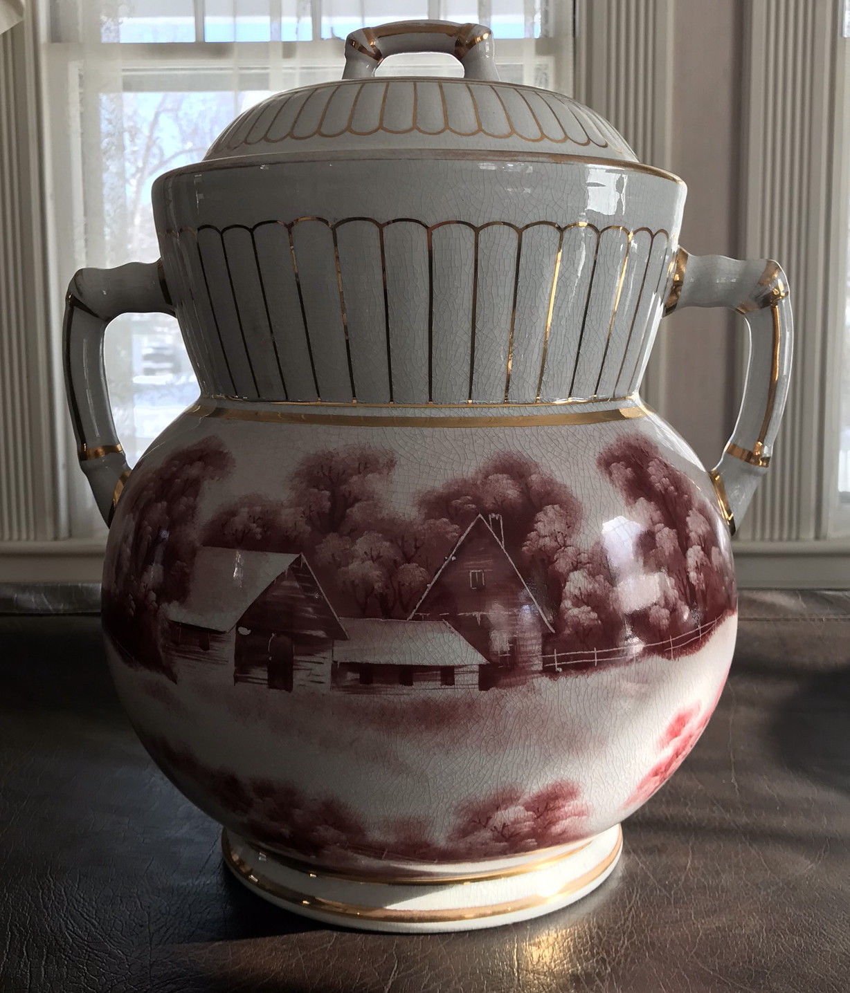 EXCELLENT COMPLETE 6 PC STONE CHINA TOILETRY COMMODE CHAMBER POT SET