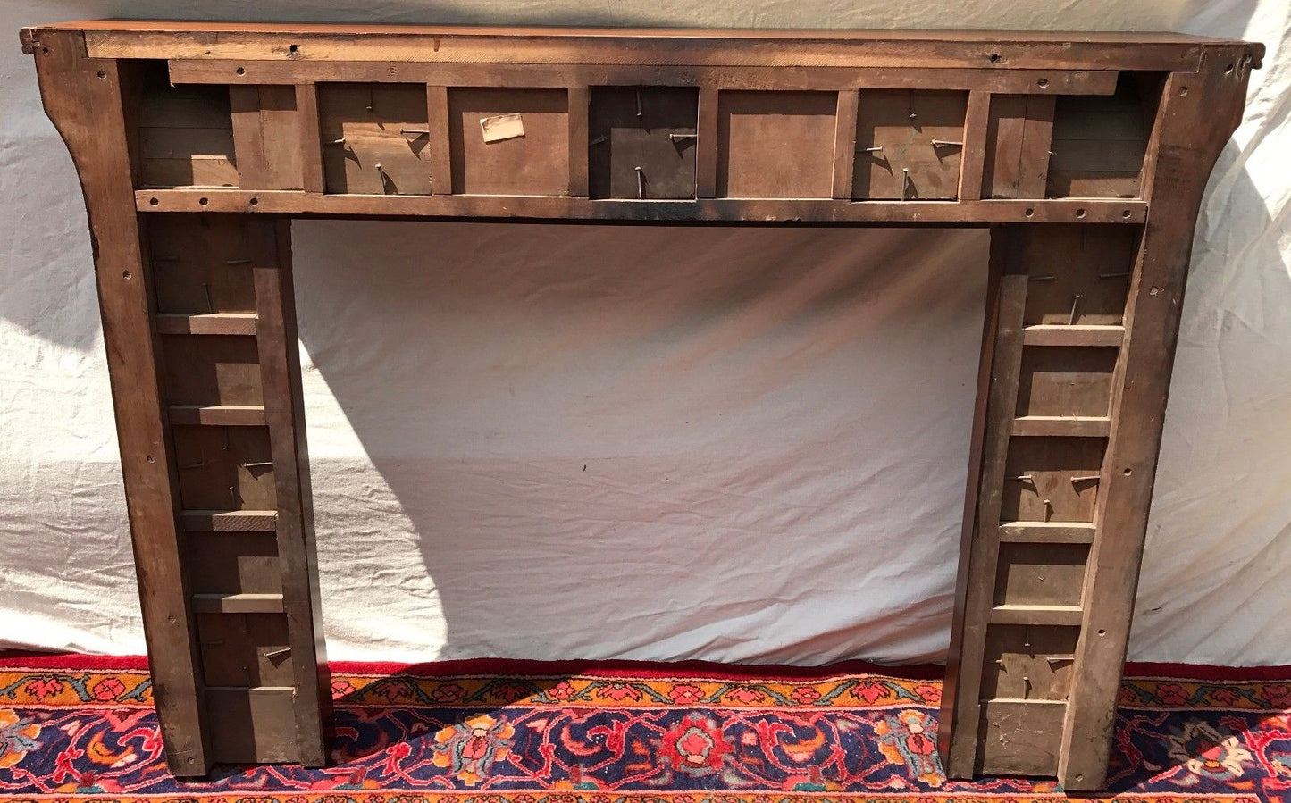 EXCELLENT VICTORIAN BLACK WALNUT MANTLE - FINELY PANELED WITH FRIEZE CARVING