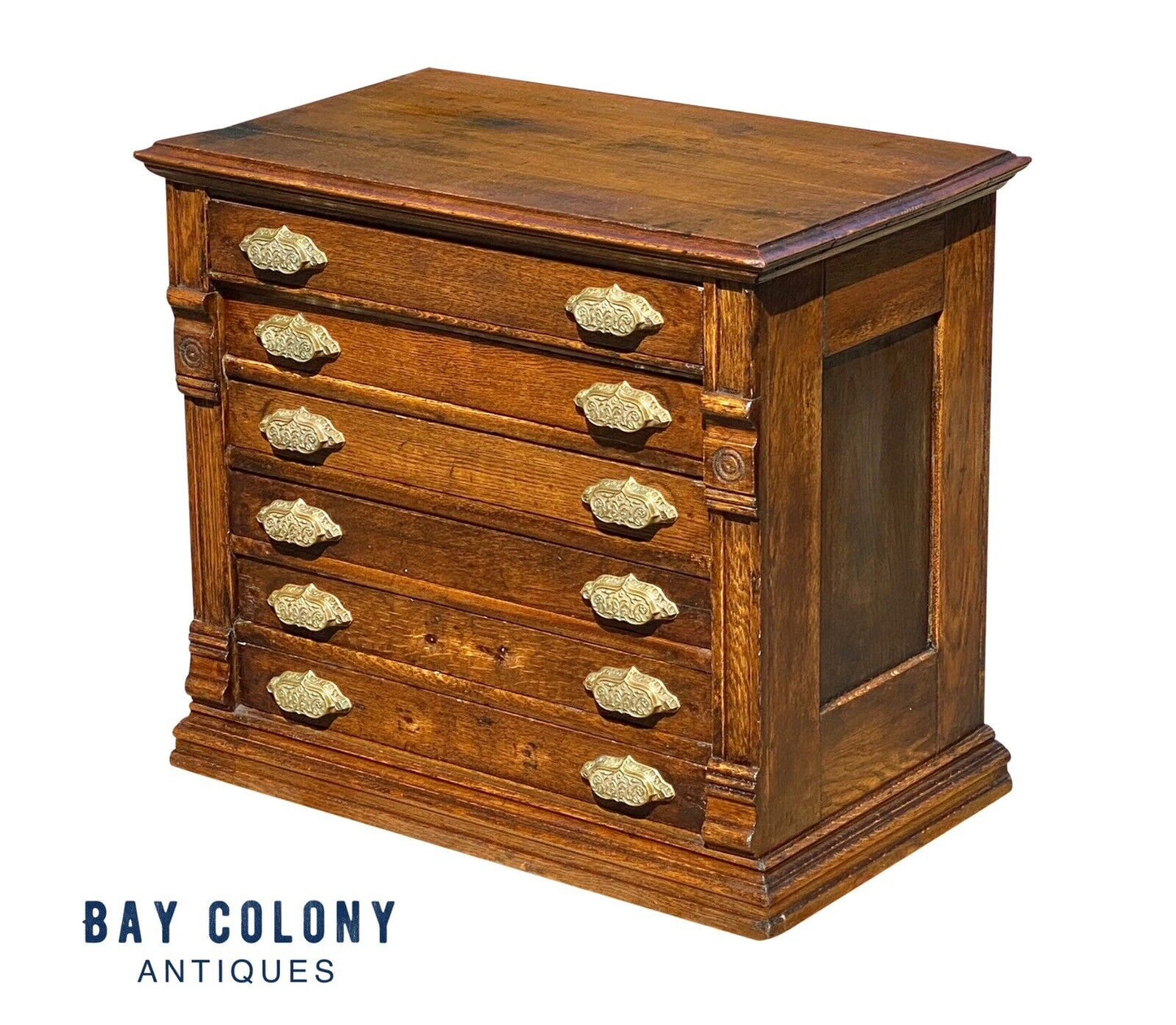 Antique Victorian Oak 6 Drawer File Cabinet / Spool Cabinet