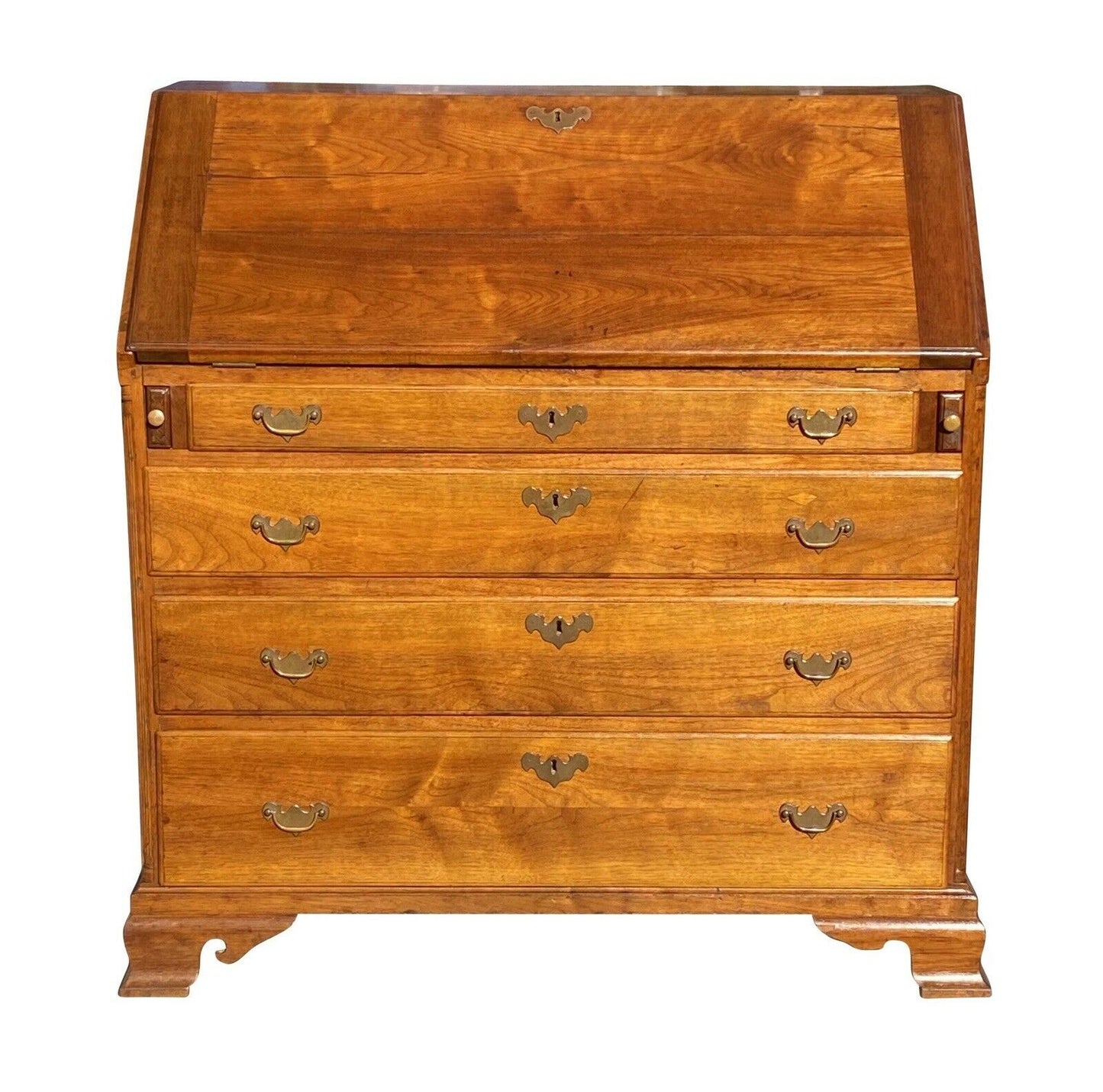 18TH C ANTIQUE CHIPPENDALE PENNSYLVANIA WALNUT SLANT LID DESK W/ HIDDEN DRAWER