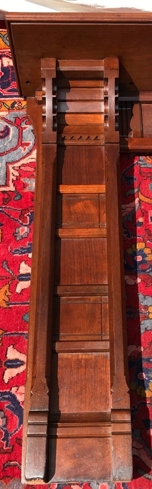 EXCELLENT VICTORIAN BLACK WALNUT MANTLE - FINELY PANELED WITH FRIEZE CARVING