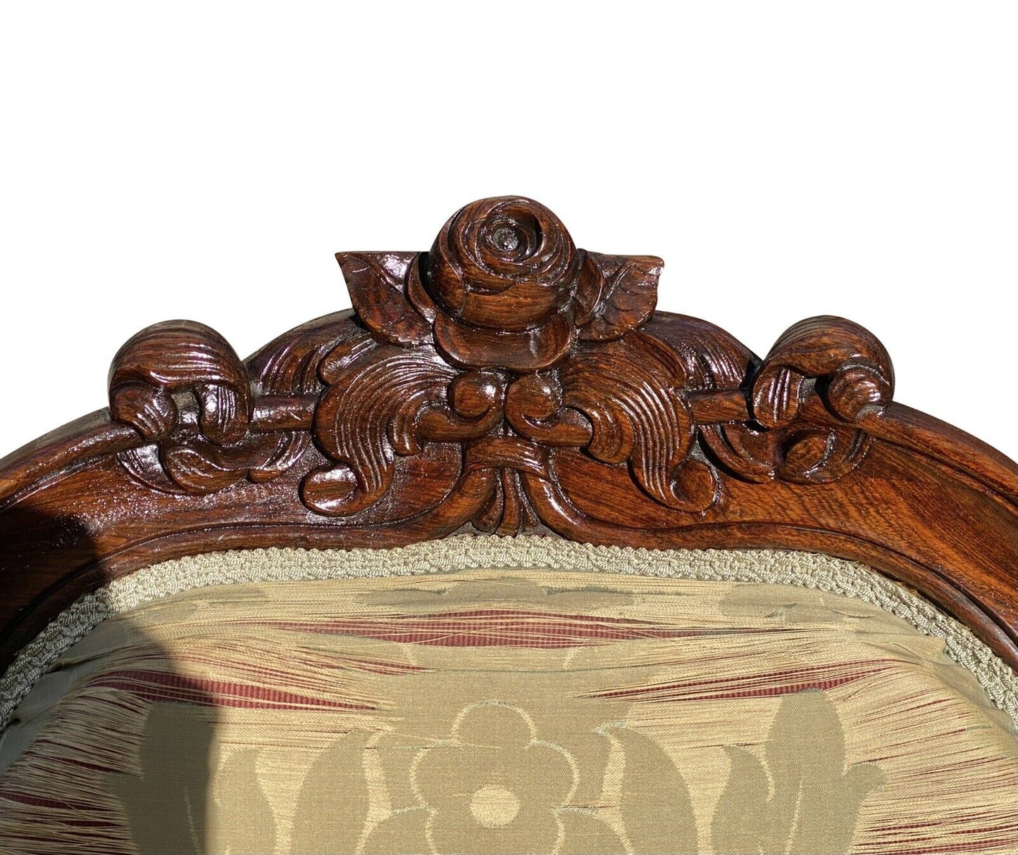 19th C Antique Rococo Carved Rosewood Parlor Chair