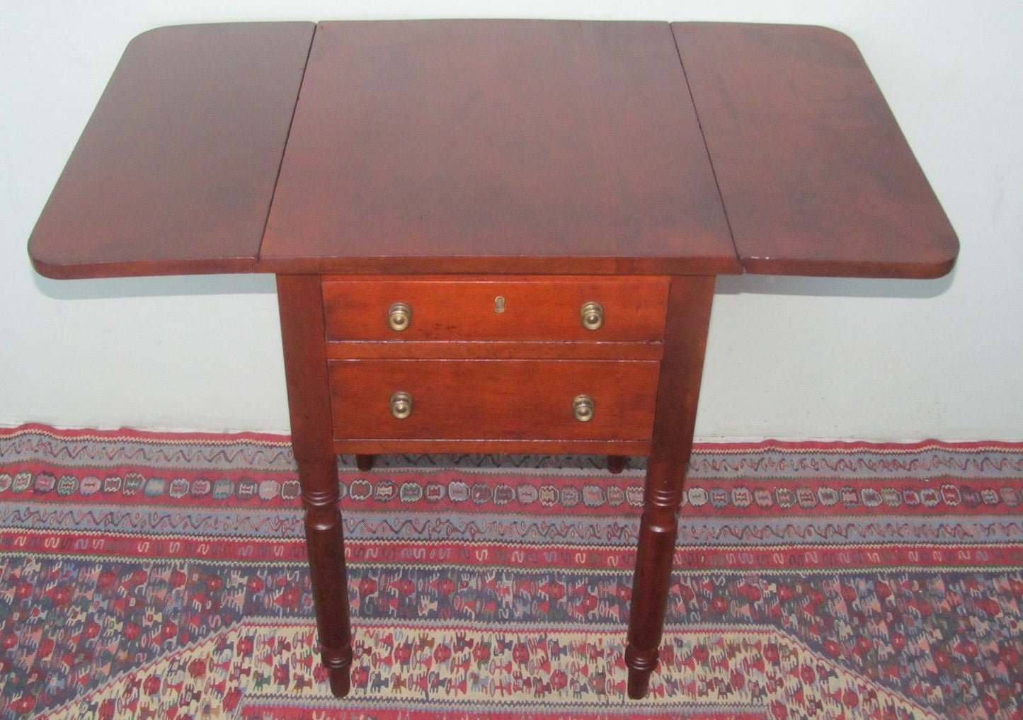 EARLY 19TH CENTURY SHERATON MID ATLANTIC CHERRY WORK TABLE