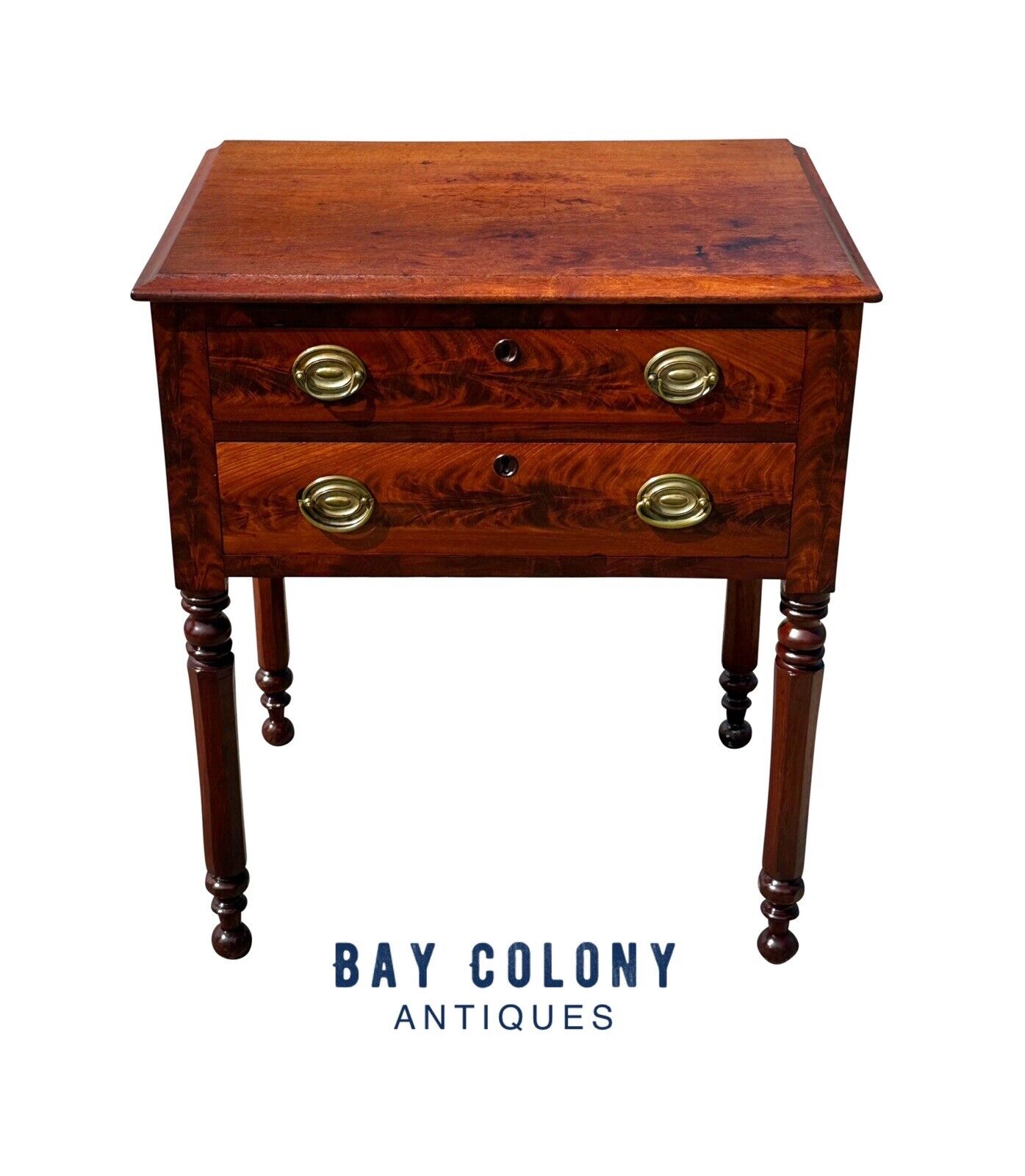 19th Century Antique Sheraton Mahogany Worktable / Stand With Octagonal Legs