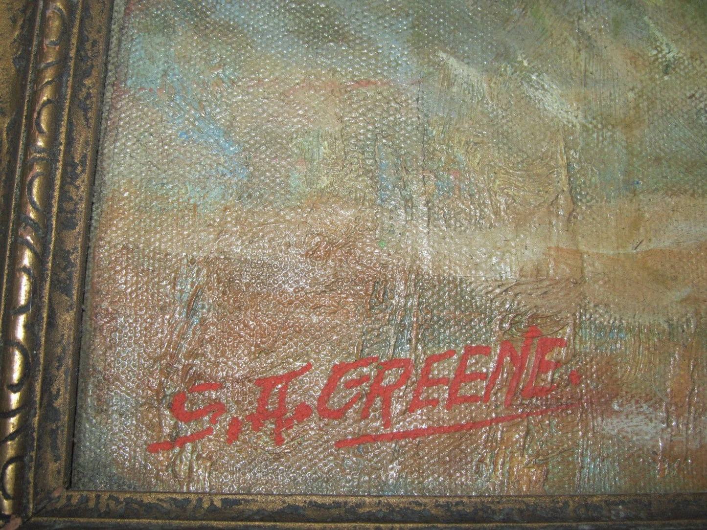 IMPRESSIONIST OIL ON CANVAS COASTAL PAINTING BY S.A. GREENE PHILADELPHIA, P.A.