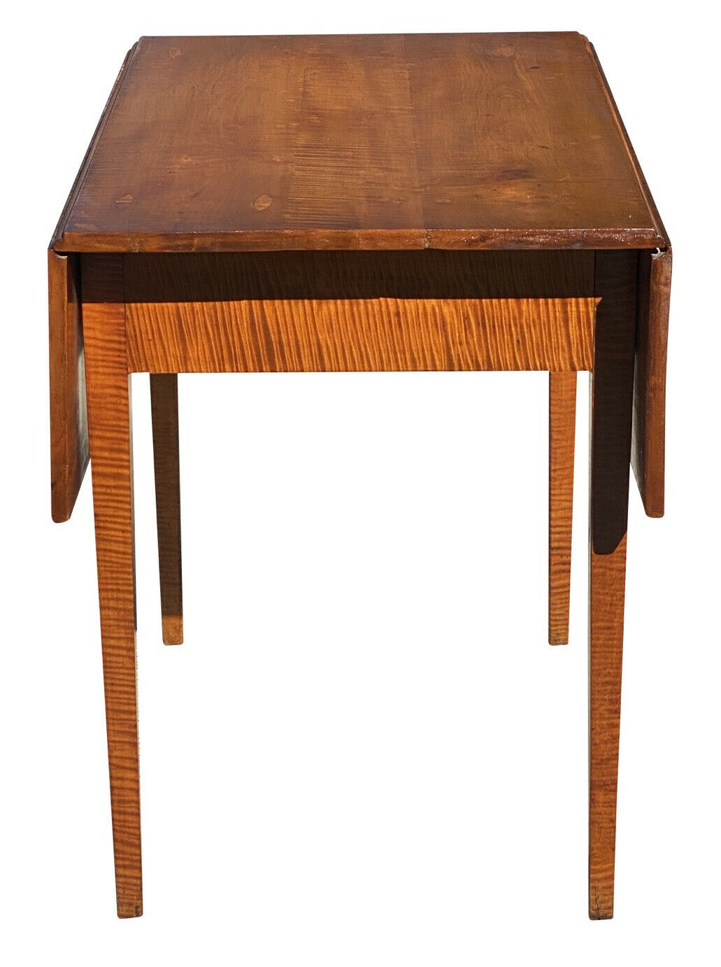 19th C Antique Federal Period Hepplewhite Tiger Maple Drop Leaf Pembroke Table