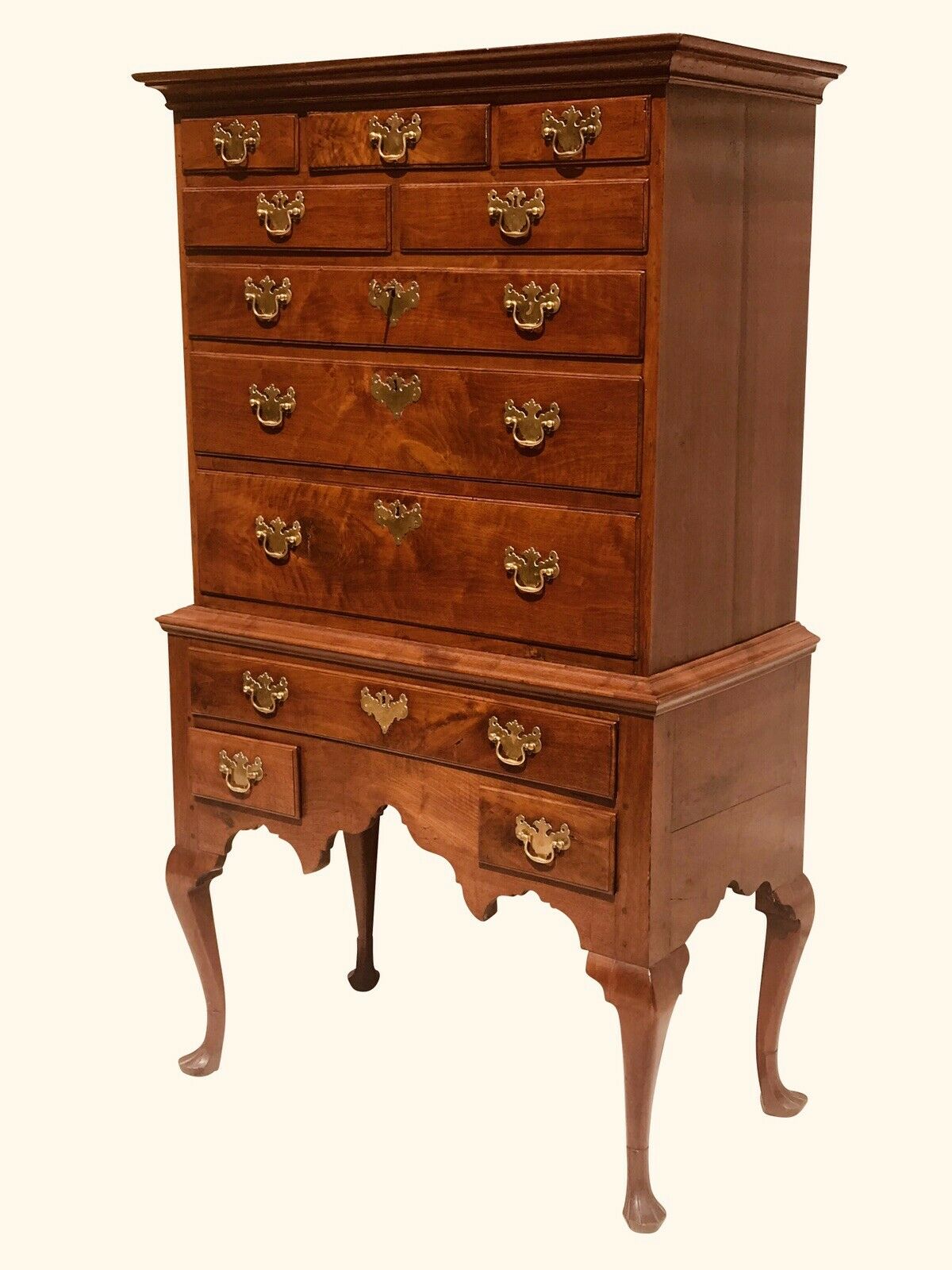 18TH C ANTIQUE QUEEN ANNE PERIOD PHILADELPHIA WALNUT HIGHBOY DRESSER / CHEST