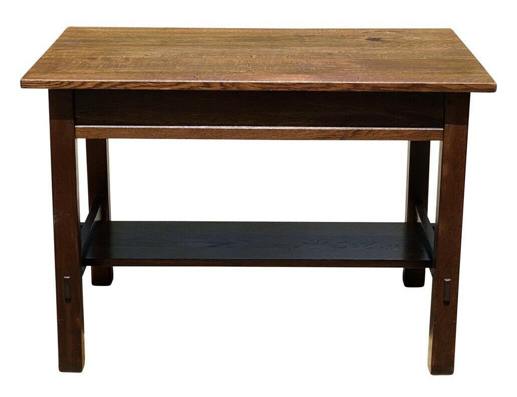 20TH C ANTIQUE TIGER OAK L & JG STICKLEY DESK MODEL #529 ~ 42" x 28"