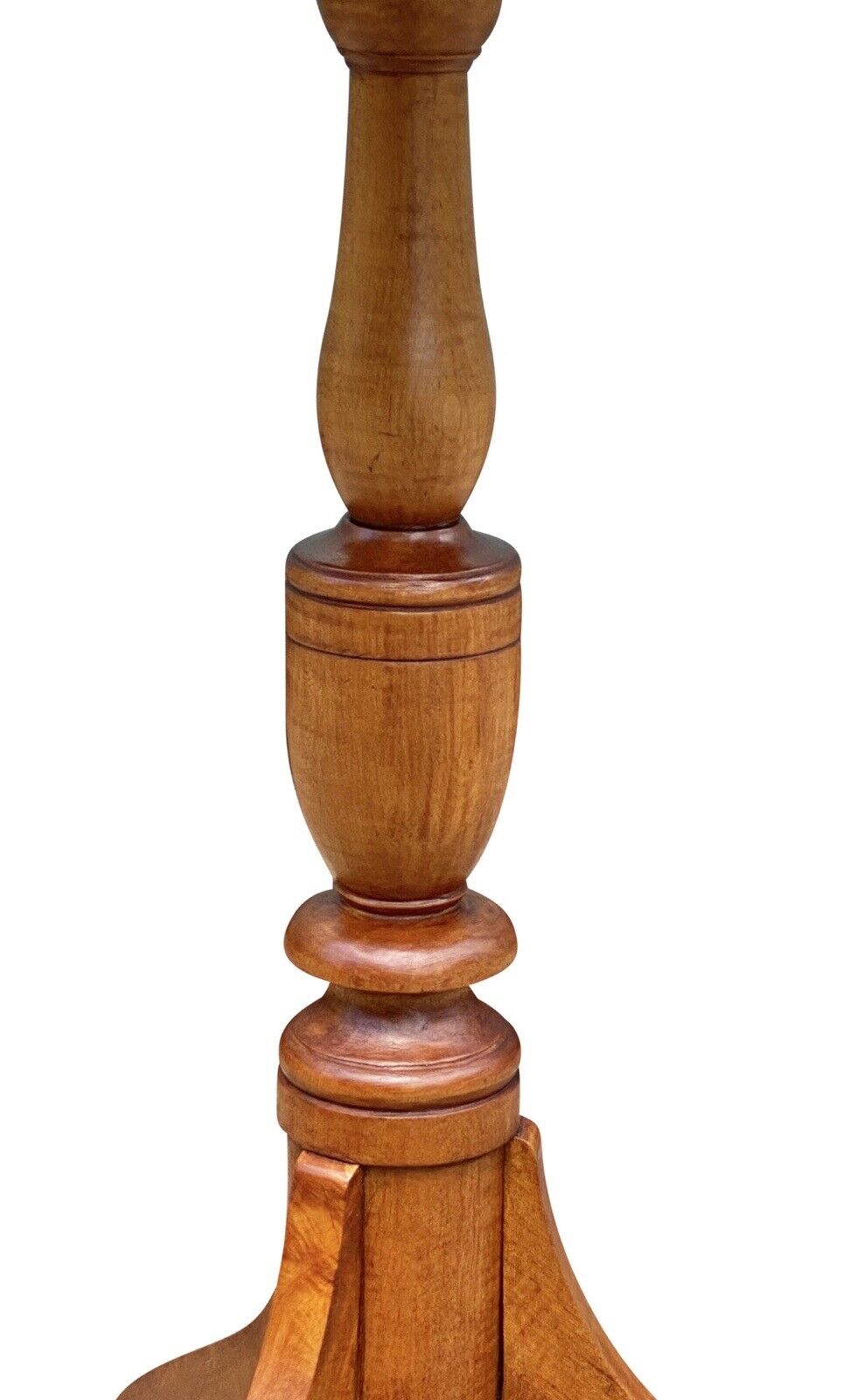 19th C Antique Federal Period Tiger Maple Candlestand / End Table - Curly Maple