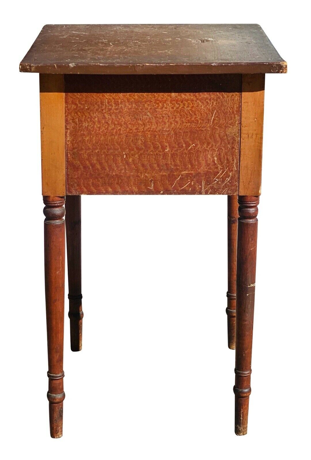 18th C Antique Federal Period Vermont Painted Work Table / Nightstand