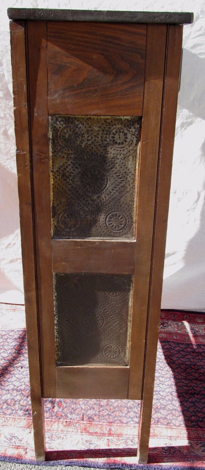 ANTIQUE PIE SAFE BY CHITTENDEN & EASTMAN BURLINGTON, IOWA DATE 1889 PUNCHED TIN