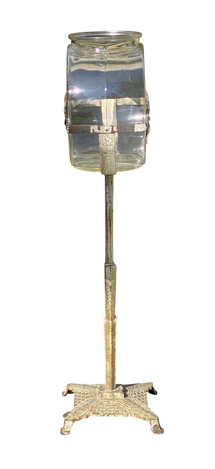 20th C Antique Art Deco Metal Fish Bowl Stand