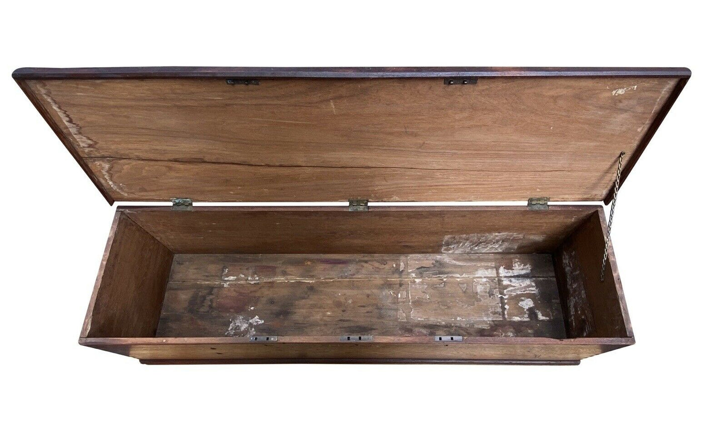 18TH C ANTIQUE WALNUT NAUTICAL CANTED SEA CHEST / RIFLE BOX ~ MUNITIONS CHEST