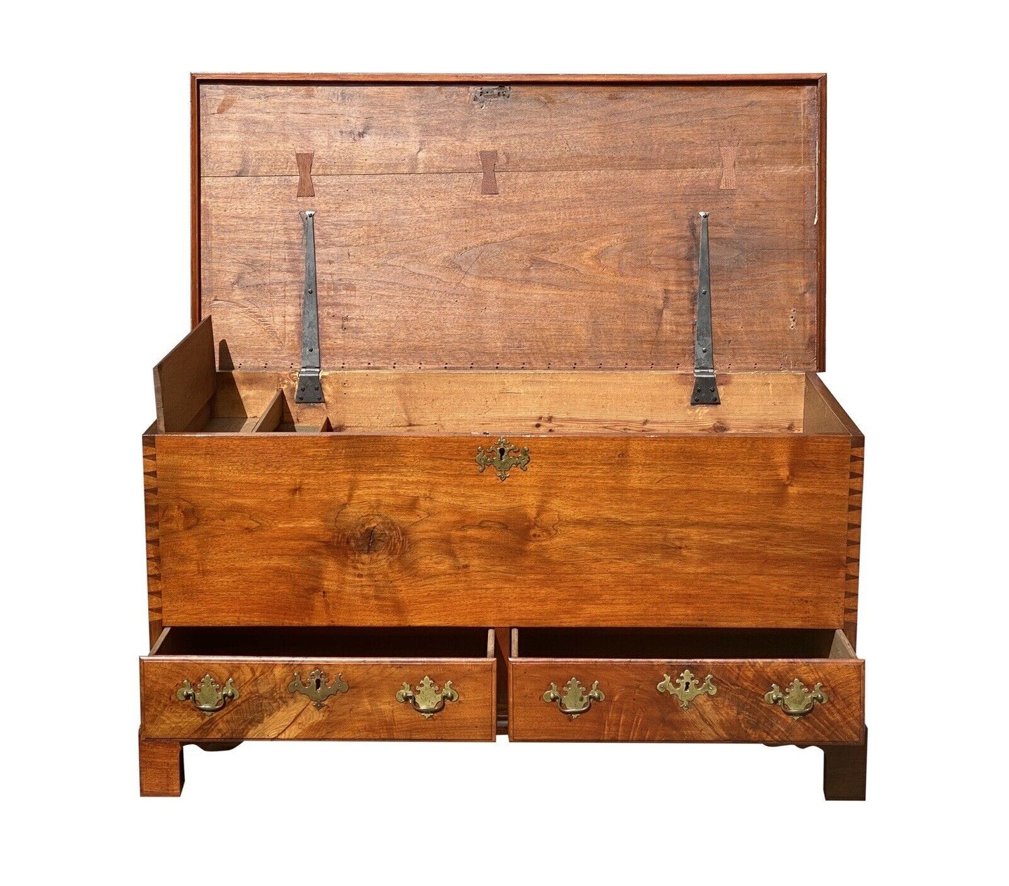 Late 18th Century Queen Anne Walnut Pennsylvania Blanket Chest With Two Drawers