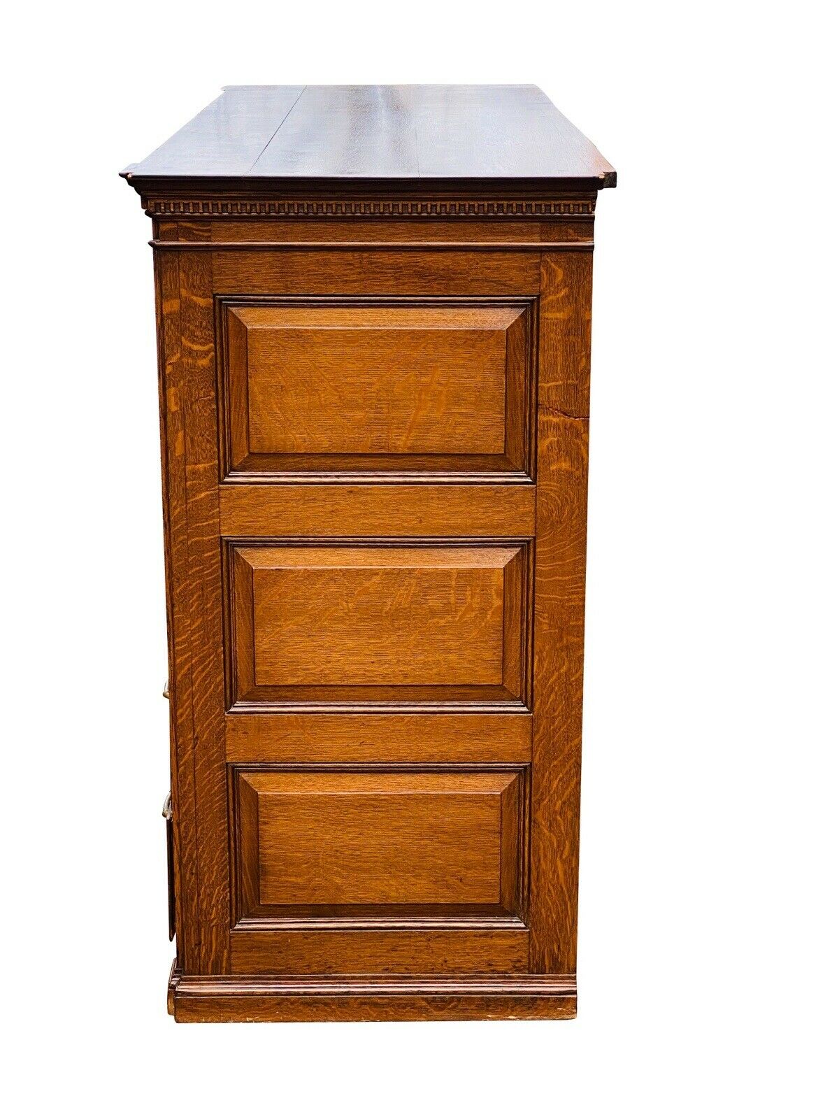 19TH C ANTIQUE LARGE VICTORIAN TIGER OAK 6 DRAWER LATERAL FILE CABINET ~ 5+ FEET