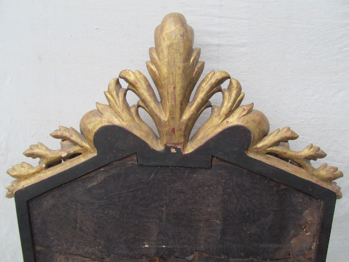 VICTORIAN ROCOCO STYLE ROSEWOOD MIRROR WITH GOLD GILT FLORAL CREST - 62" TALL