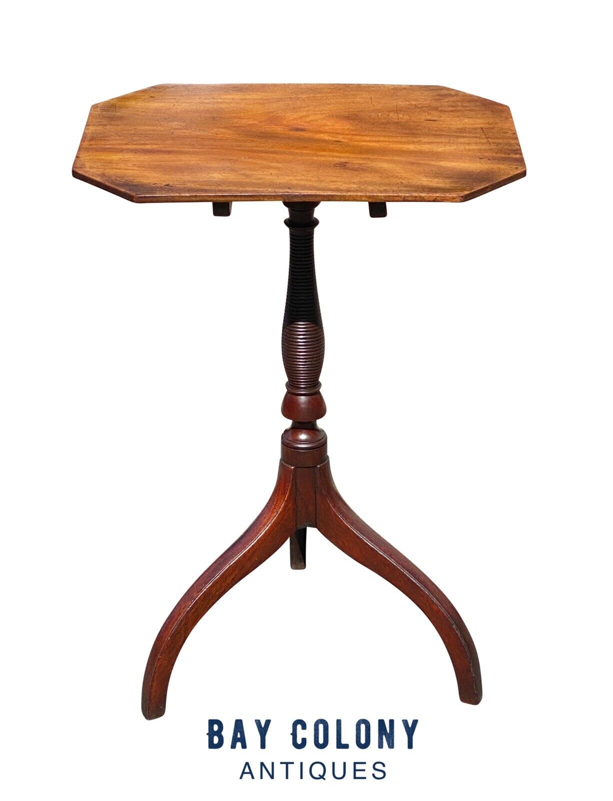 18th C Antique Federal Period Virginia Walnut Tilt Top Candle Stand