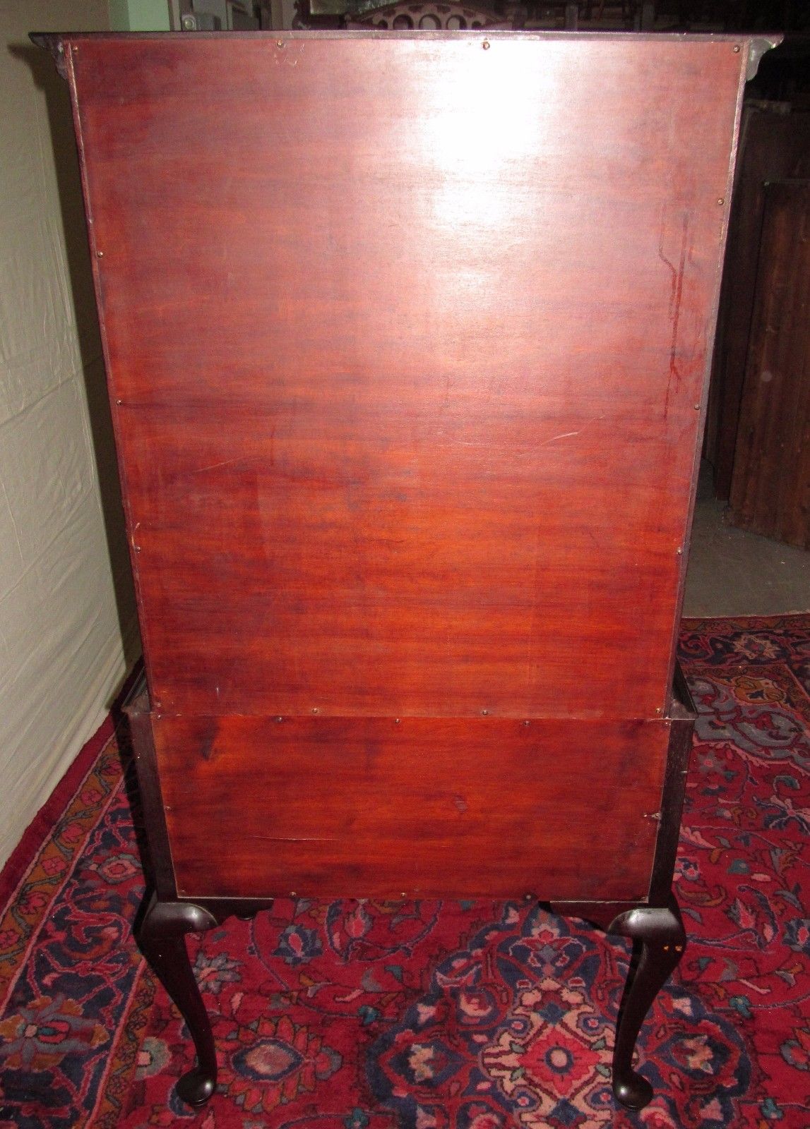 TRIPLE SHELL CARVED 2 PC CHEST ON CHEST SOLID MAHOGANY CHIPPENDALE HIGHBOY