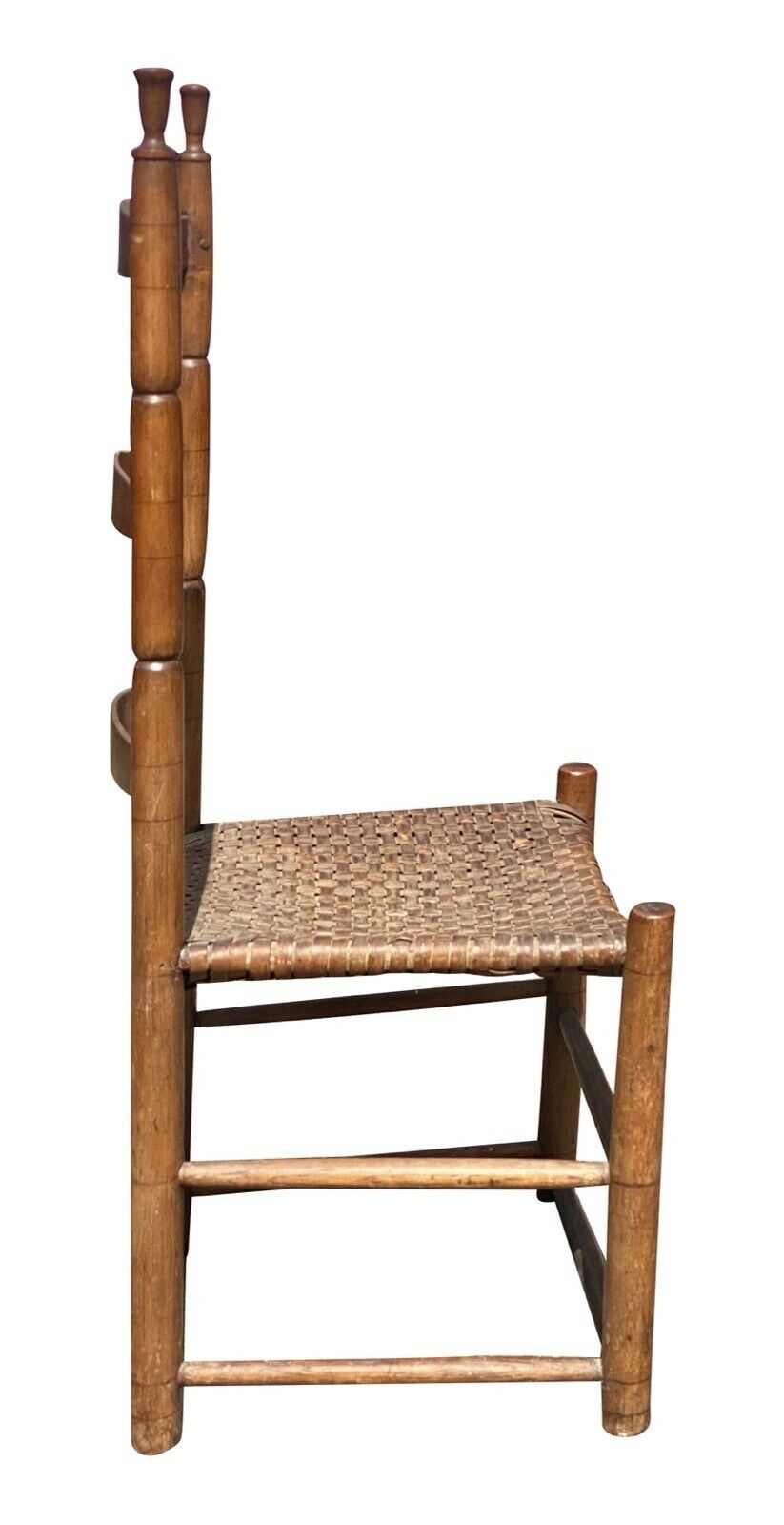 18th C Antique Queen Anne Maple & Ash Ladderback Chair W/ Splint Seat
