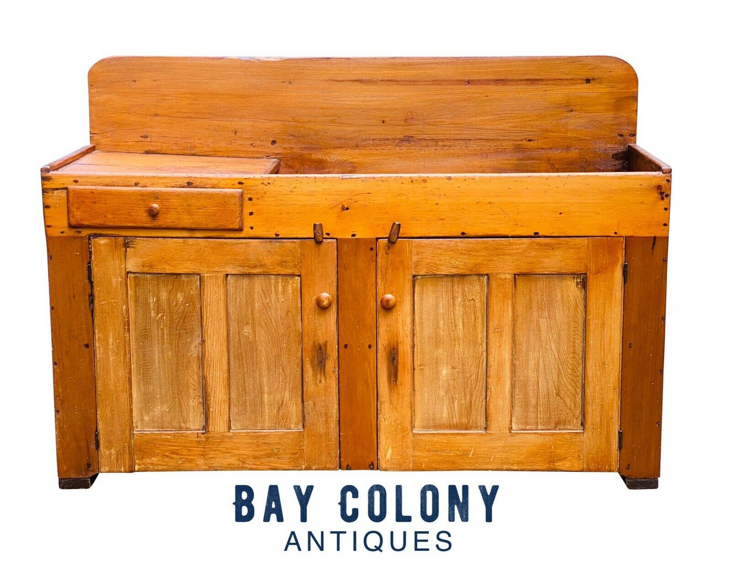 19TH C ANTIQUE COUNTRY PRIMITIVE PUMPKIN PINE DRY SINK ~ SIDEBOARD / SERVER