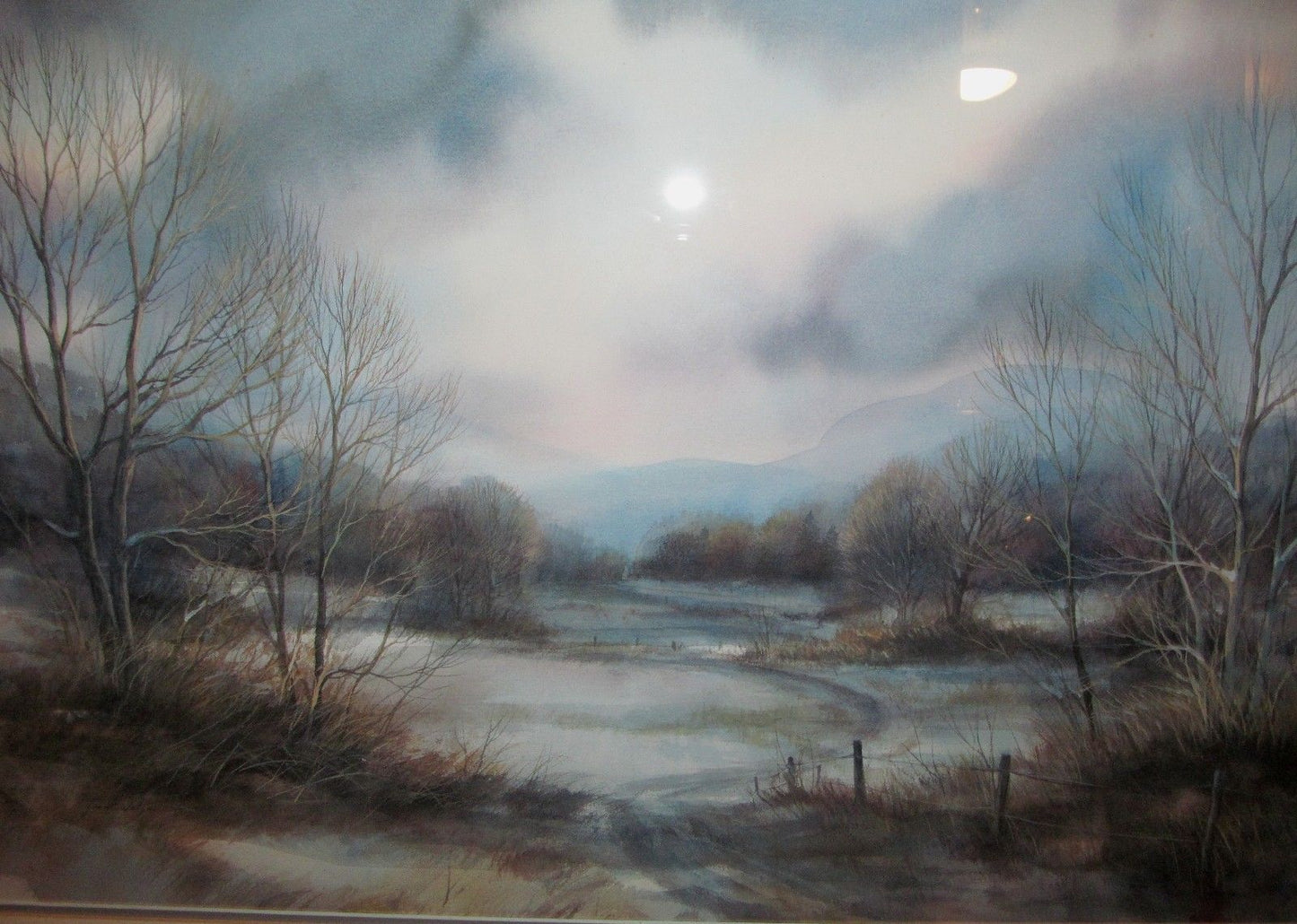 FINELY EXECUTED WATERCOLOR LANDSCAPE PAINTING "WINTER THAW" SIGNED