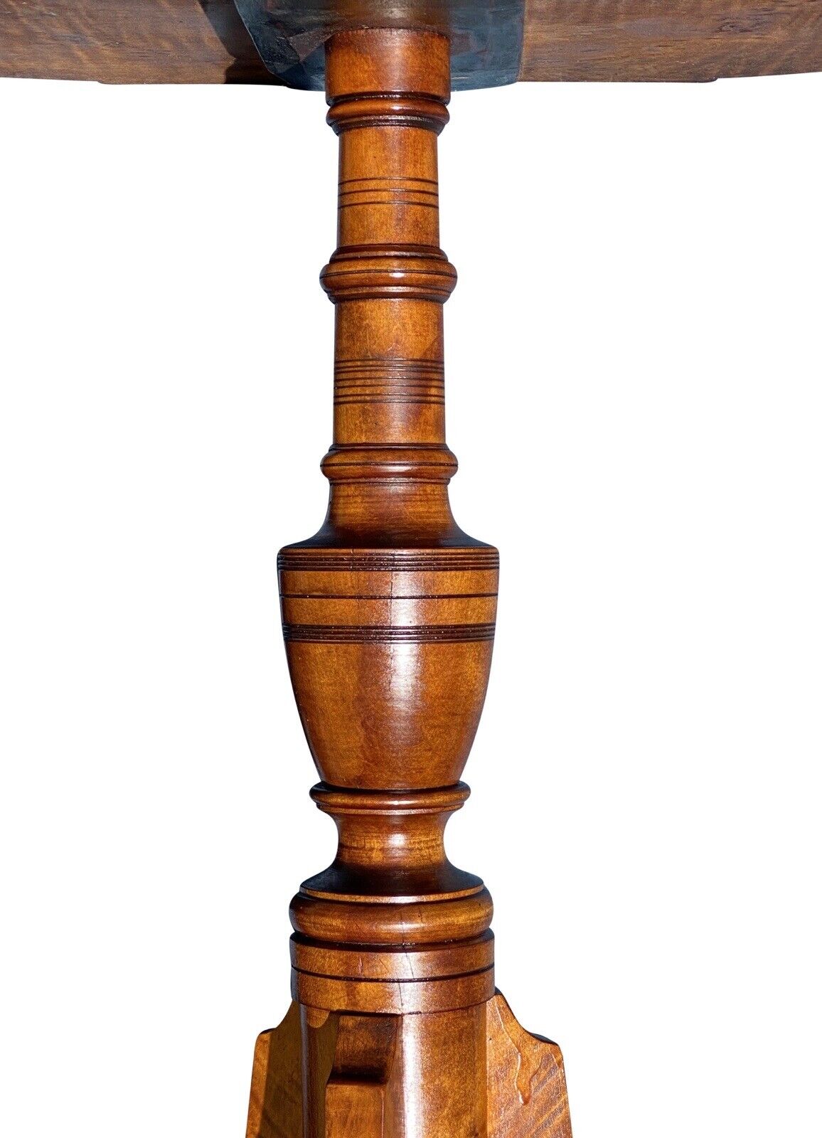19th C Antique Federal Period Tiger Maple Candlestand / End Table - Curly Maple