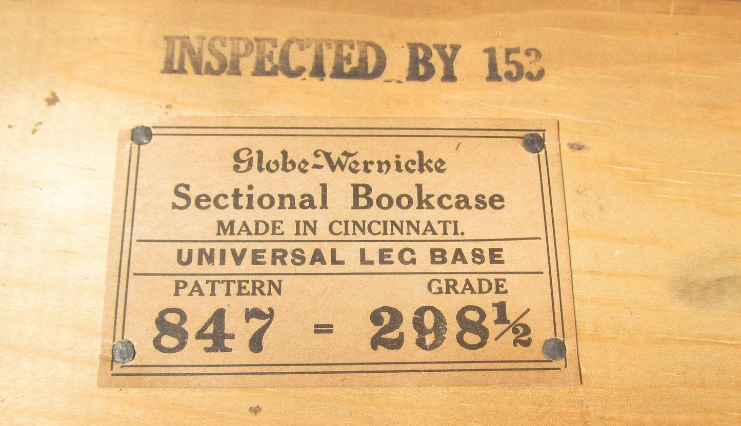 ARTS & CRAFTS GLOBE WERNICKE TIGER OAK MISSION BARRISTER BOOKCASE-EXTRA CHOICE
