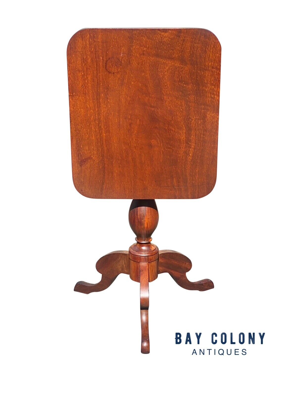 Antique Federal Southern Walnut Tilt Top Tea Table With Rare Cornucopia Legs
