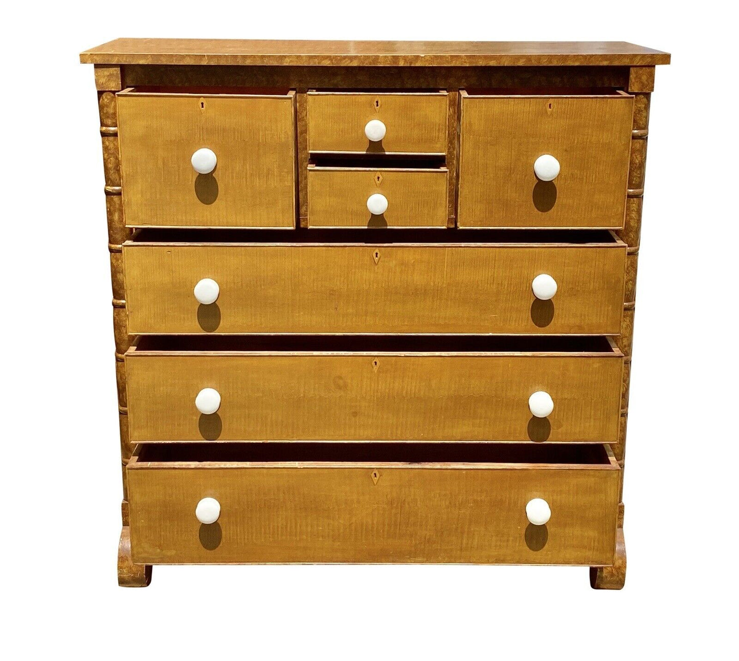 19th Century Grain Painted Antique Chest of Drawers in Desirable Mustard Surface