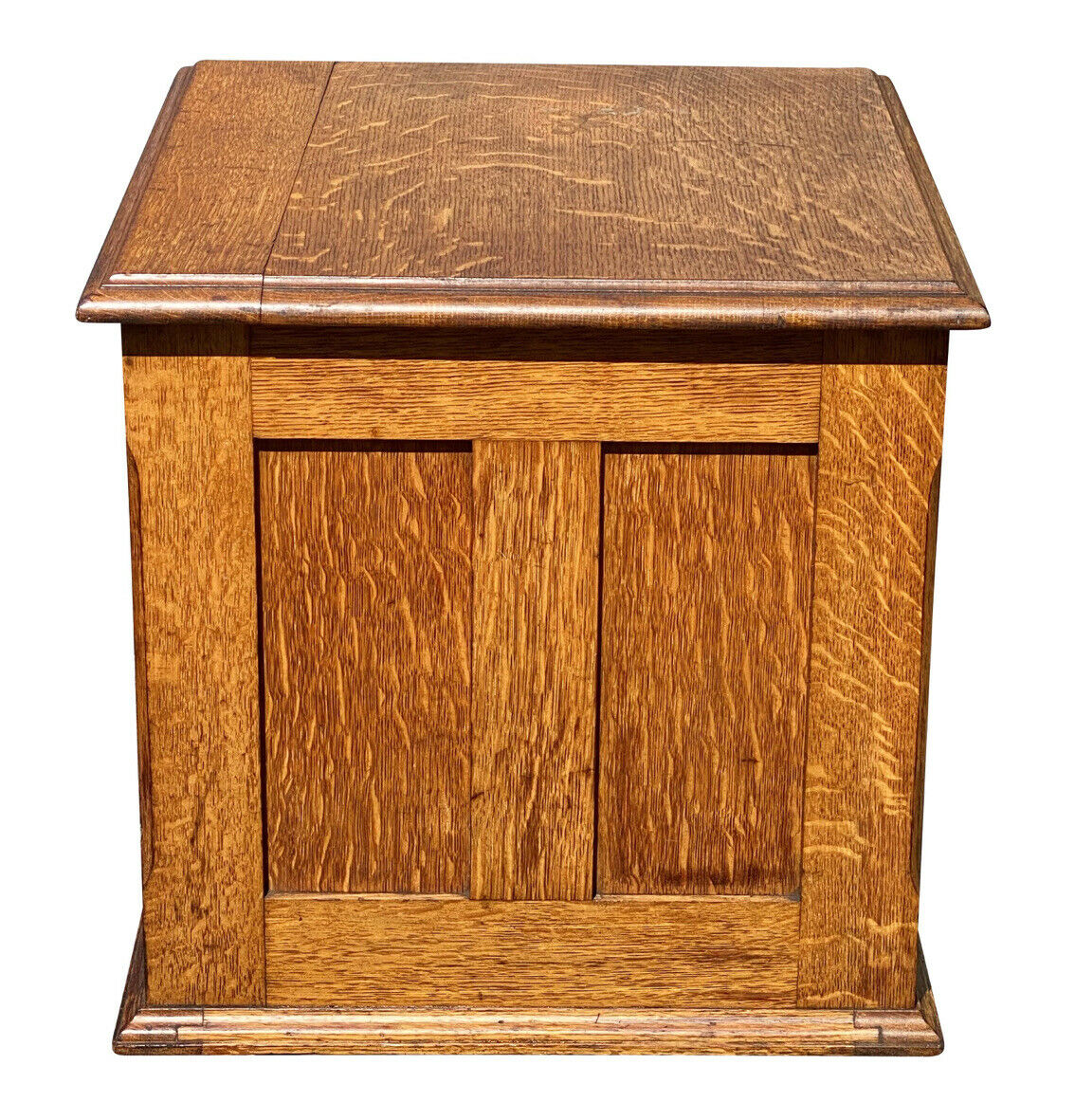 20TH C ANTIQUE TIGER OAK 4 DRAWER LIBRARY BUREAU MAKERS DESKTOP FILE CABINET