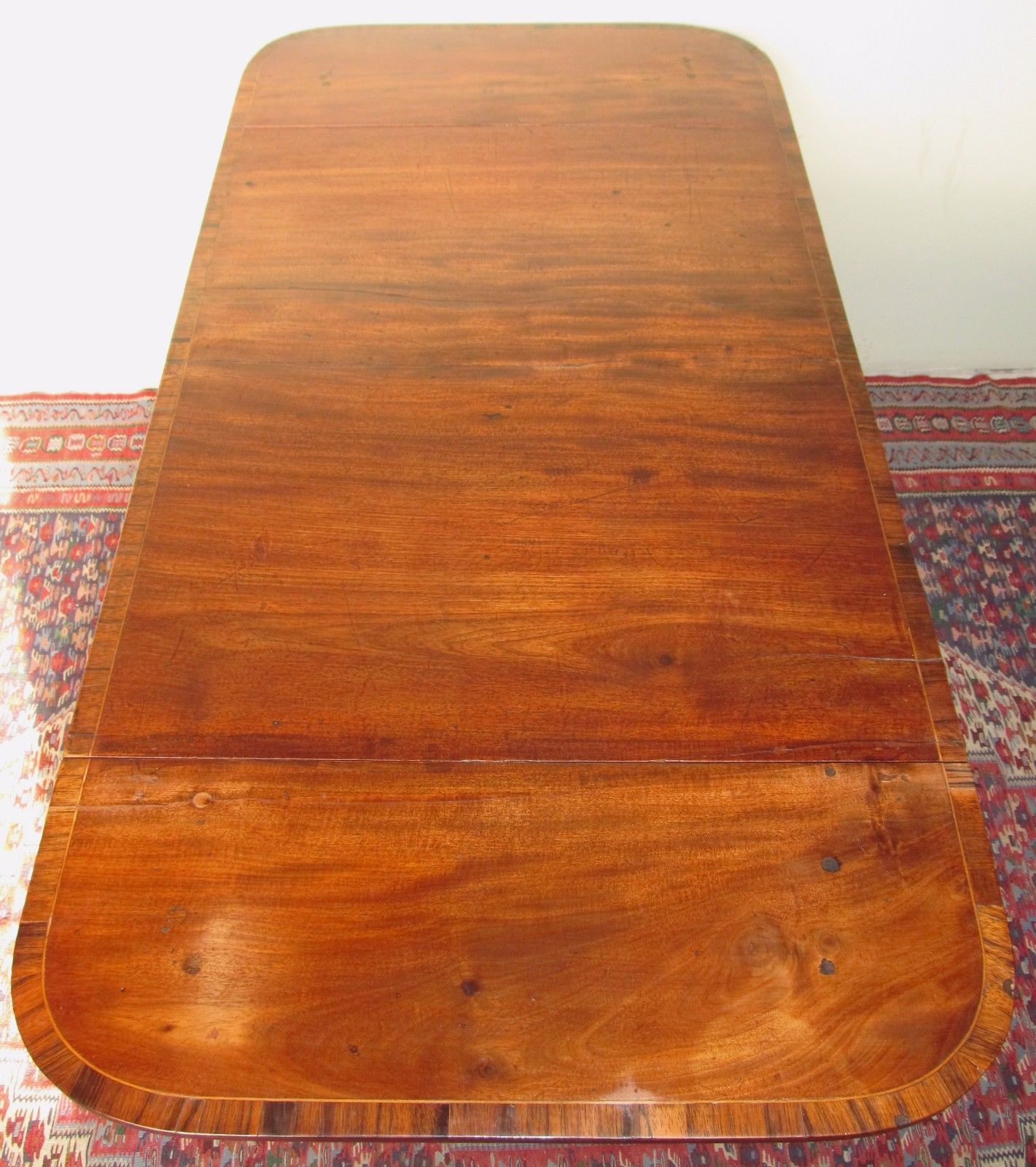 18thC REGENCY PERIOD MAHOGANY W/ ROSEWOOD & EBONY CROSS BANDED INLAID SOFA TABLE